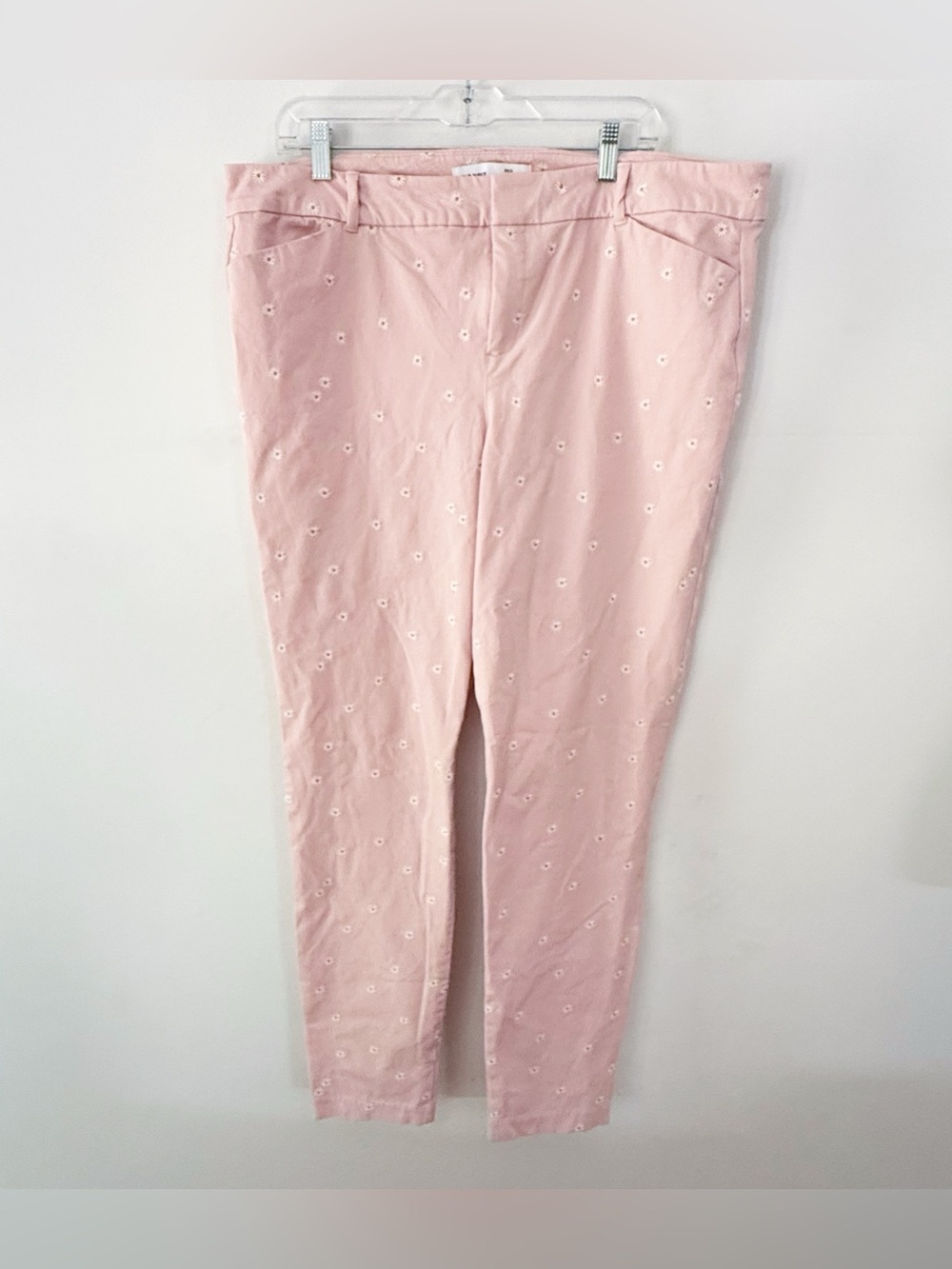 Old Navy Women Pixie Pants Embroidered Daisy Floral Size 18 Tall Twee Preppy